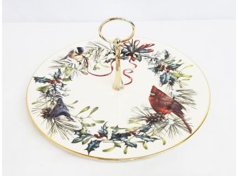 1997 LENOX Winter Greetings Server Plate With Handle