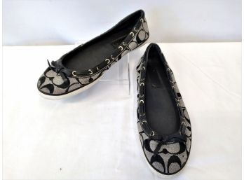 Coach Logo Ballet Flats With Bow Size 8.5