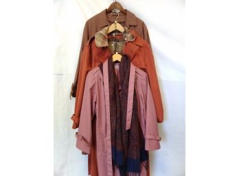 3 Ladies Trench Rain Coats - Sizes 12 & 14