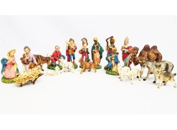 19 Piece Vintage Nativity Set - Made In Italy