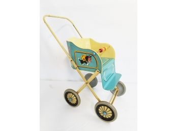 Vintage 1940's Superior Toys Blue Tin Baby Doll Stroller, Rare Condition