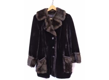 Vintage Borgana Russel Taylor Faux Fur Women's Black Coat #2