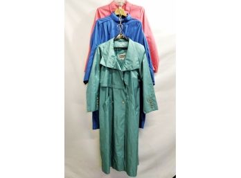 3 Colorful Women's Trench, Rain Coats  Fox Run, Otelle Pelle, Old Navy