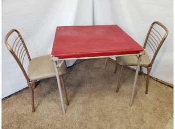 Vintage Mid Century Durham Folding Card Table & Chairs