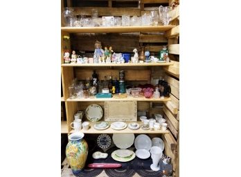 5 Shelves Of A Little Of This  Collectibles, Antique China, Nippon, Glassware, Vases & More