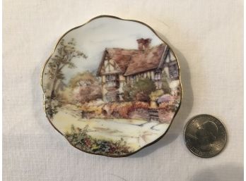 Tiny Plate From England, Thatched Roof Cottage