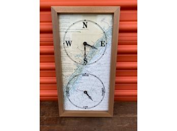 Coastal Map Print Battery Operated Tide Clock