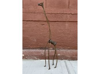 Whimsical Giraffe Metallic Sculpture