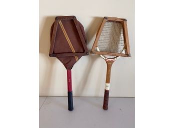 Pair Of Vintage Wooden Tennis Rackets