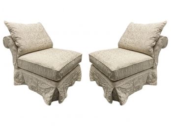 Pair Of Domain Roll Back Slipper Chairs With Covers