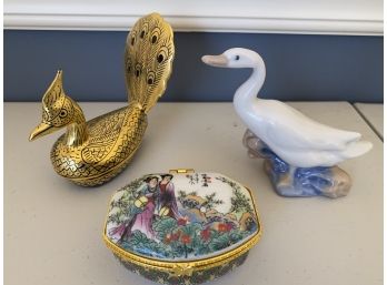 Bird Figures And Pretty Ceramic Box