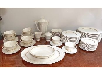 Huge Lot Of Lenox Fine China 'Cretan Pattern' Gold Greek Key And Scalloped Design