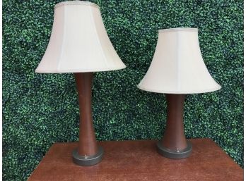 Two Coordinating Wood Table Lamps