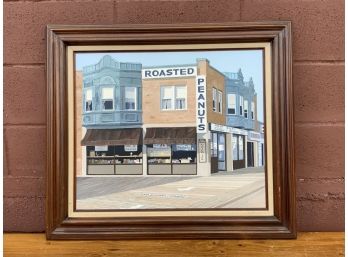 Framed Scene Of Boardwalk Signed Gloria Pelkey