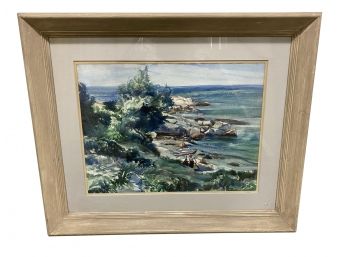 Beautiful Coastal Landscape Original Watercolor, Signed