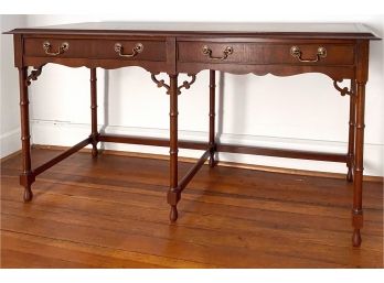 Heckman 2-drawer Hall Console Table With Brushed Brass Pulls