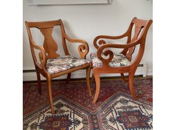 Pair Vintage Scrolled Arm Chairs