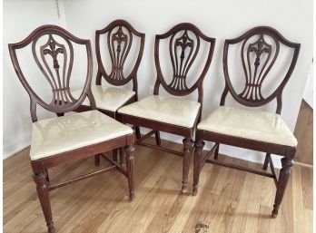 Four Vintage Harp Back Dining Chairs