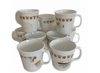 10 Vintage Corning/Corelle  Coffee Mugs - Harvest Gold Border  -Never Used -Labels Attached