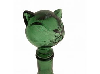 Cool MCM Vintage Green Glass Cat Decanter