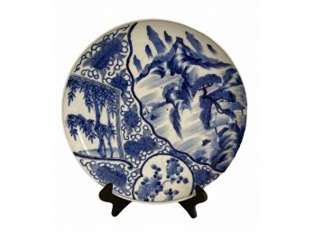 12' Porcelain Flow Blue & White Deep Platter