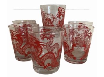 Set Of Six (C) Vintage Year Of The Dragon 4686 Cocktail Glasses