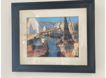 Original Signed Oil Painting By James Brown Titled ' Haitian Series: Docks Of Port Au Prince'