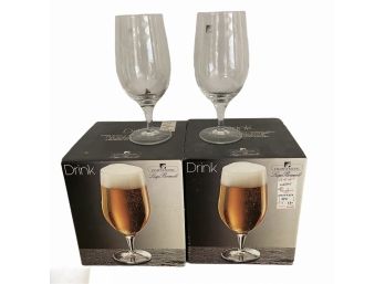 8 Bormioli Crystal Beer / Water Goblets - New In Box