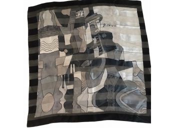 Nice Picasso Scarf - Moody Blues, Grays And Black