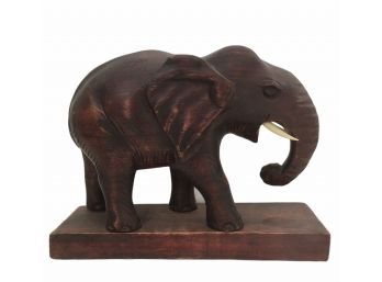 Hand Carved Mahogany Elephant Figurine