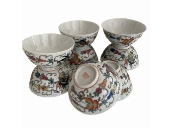 Eight Porcelain Rice Bowls - Butterfly Pattern