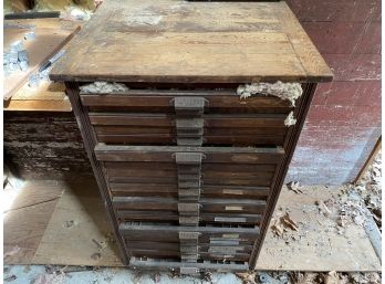 Type Setting Cabinet With Letterpress Metal Type