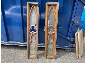 Two Antique Oak Panels From All Angles Church