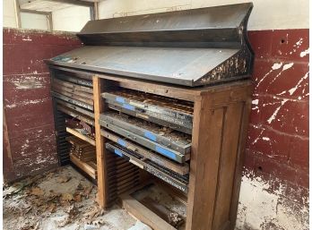 Hamilton Printing And Type Setting Cabinet With Trays On Left