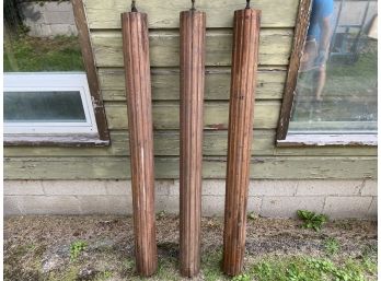 Three Heavy Solid Wood Columns