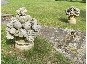 Massive Pair Of Weathered Cement Bouquets