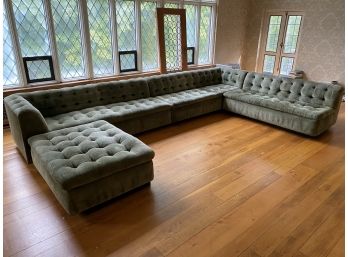 Custom Suede Upholstered Sectional, 15' Wide!