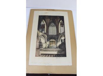 Engraving Of A Church Artist Proof Signed James Lewis Stant