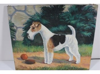 Unframed Oil Painting Of A Westminster Champion Dog.