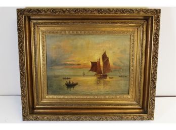 Antique Unsigned Oil Painting In Good Frame