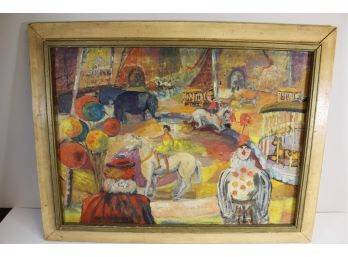 Circus Oil On Board Signed By Hattie Bloomberg