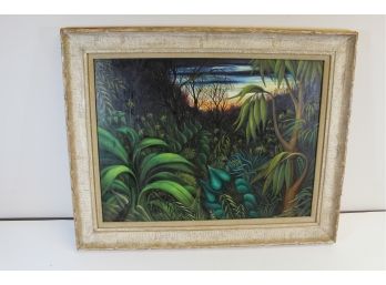 Lucio Lopez Rey Oil On Board Jungle Landscape Painting