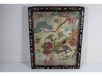 Vintage Oriental Silk Embroidery Sample