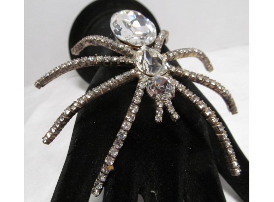 Huge Crystal CZ Jeweled Spider Brooch