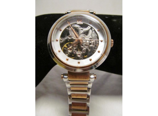 Kenneth Cole Automatic Skeleton Case See Through Ladies Watch
