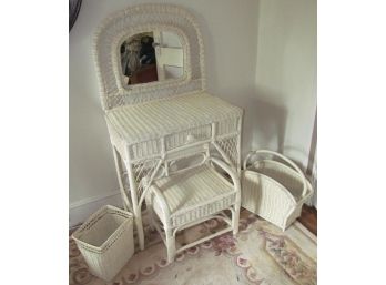 Four Piece Wicker Dressing Table Or Vanity Set