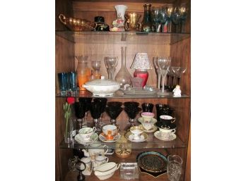 Top Four Shelves Of Assorted Home Decor (contents Only)