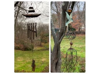 Pair Of Modern Sculptural Outdoor Hanging Ornaments