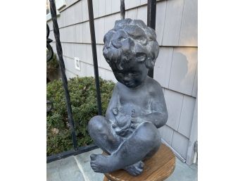 Boy With Frog Outdoor Garden Statue