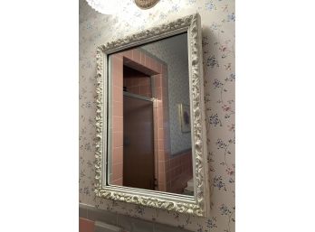 Vintage White Ornate Mirror